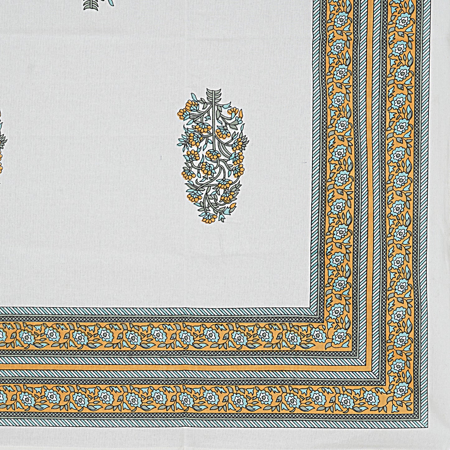 6/8 Seater Green Yellow Motif Dining Table Cover