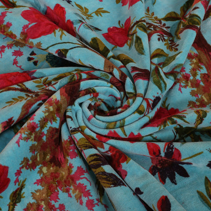 Birds of Paradise 1 Velvet Curtain - Turquoise