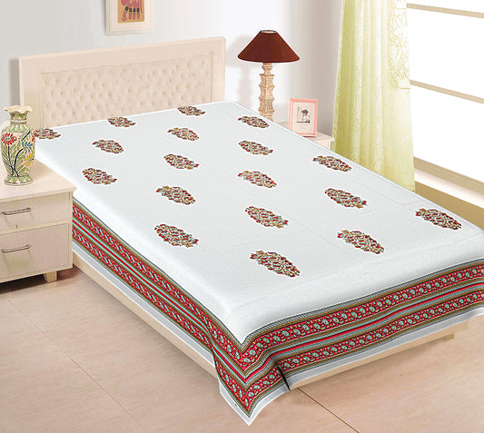 Red Gold Motif Single Bedsheet (90 x 60 Inches)