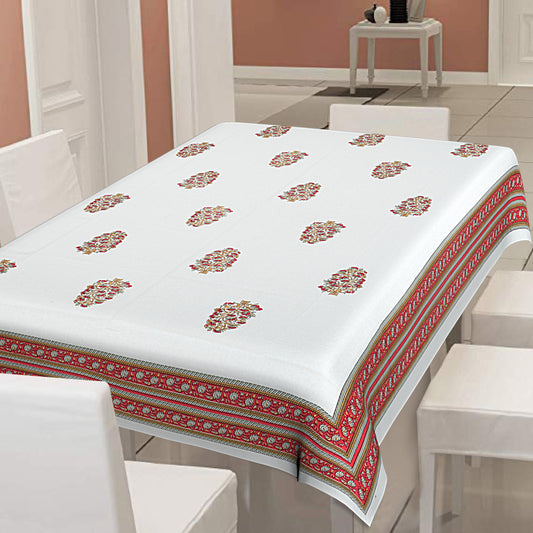 6/8 Seater Red Yellow Motif Dining Table Cover
