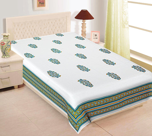 Green Motif Single Bedsheet (90 x 60 Inches)