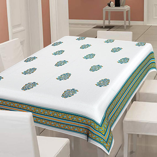 Green Blue Motif 82 x 60 inches Dining Table Cover | Grey and Yellow 82 x 60 inches Dining Table Cover | Ready to Ship