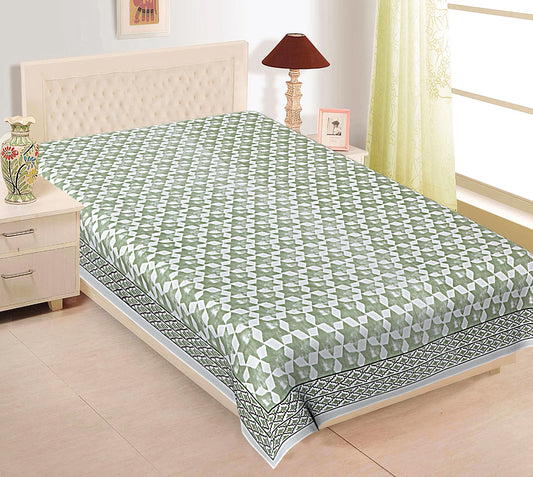 Olive Green Stars Single Bedsheet (90 x 60 Inches)
