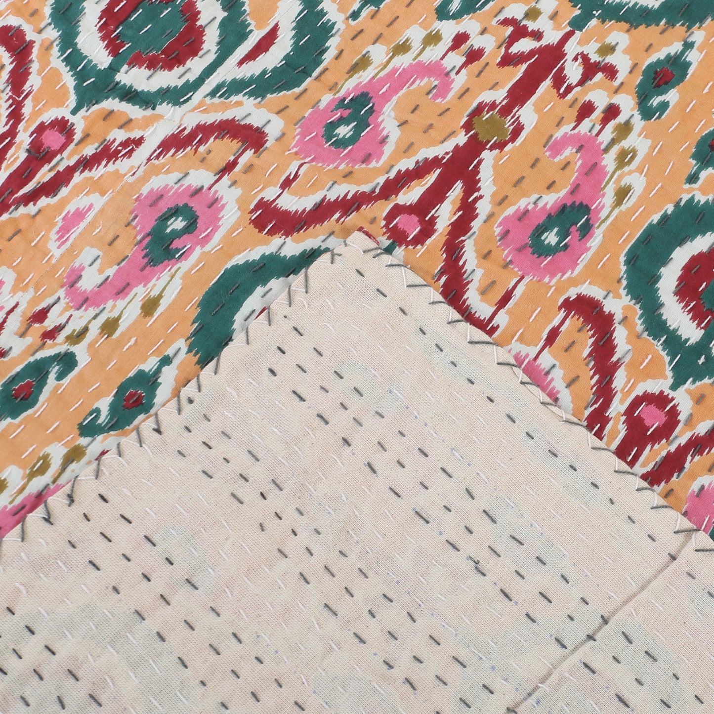 Hand Quilted Kantha Bedcover- Multicolor Ekat