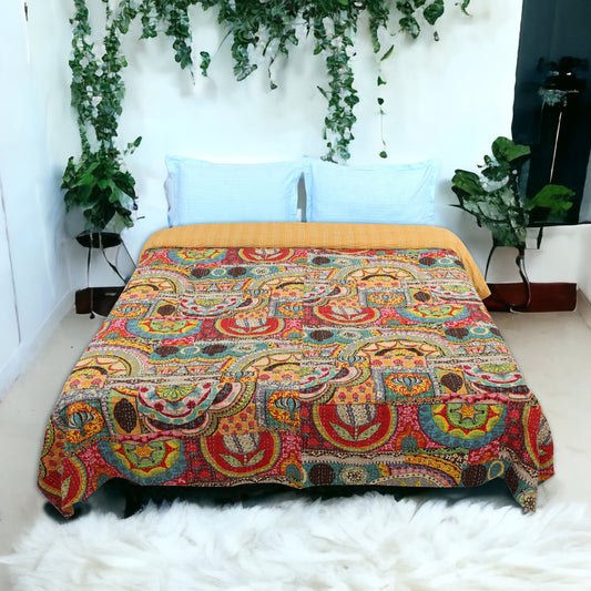 Hand Quilted Kantha Bedcover- Art of an Artist