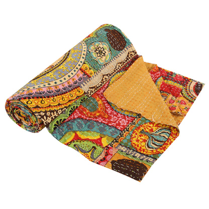 Hand Quilted Kantha Bedcover- Art of an Artist