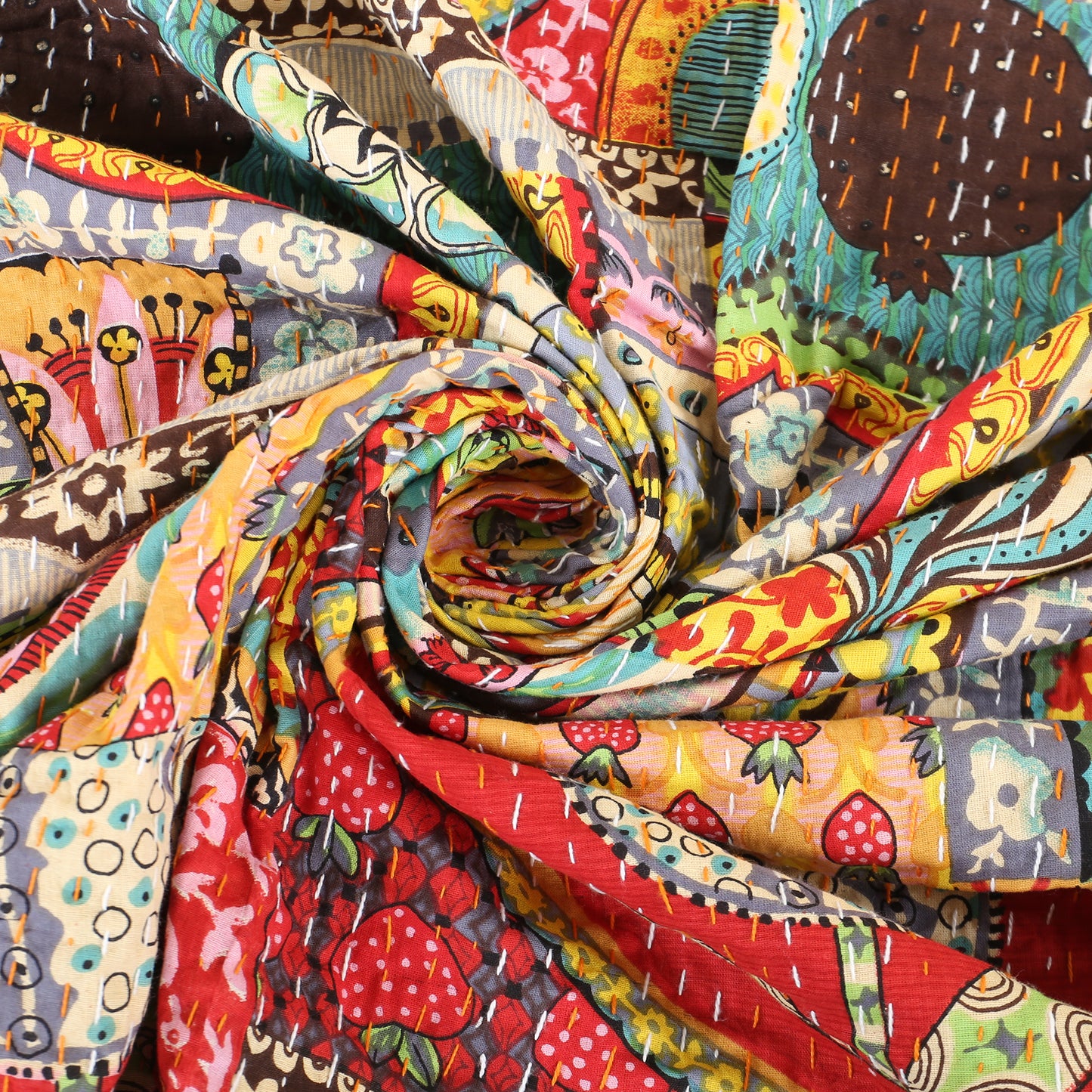 Hand Quilted Kantha Bedcover- Art of an Artist