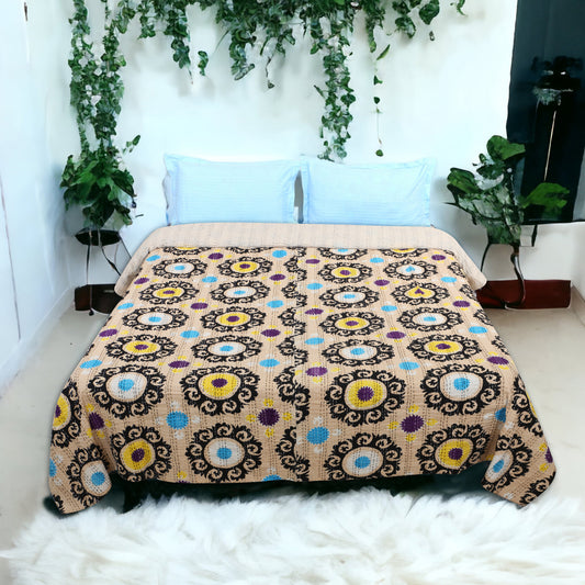 Hand Quilted Kantha Bedcover- Sujaani
