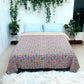 Hand Quilted Kantha Bedcover- Pink and Blue Ekat
