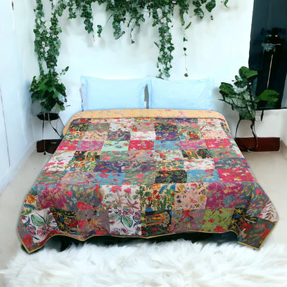 Patchwork Stripes Machine Quilted bedcover- Sale