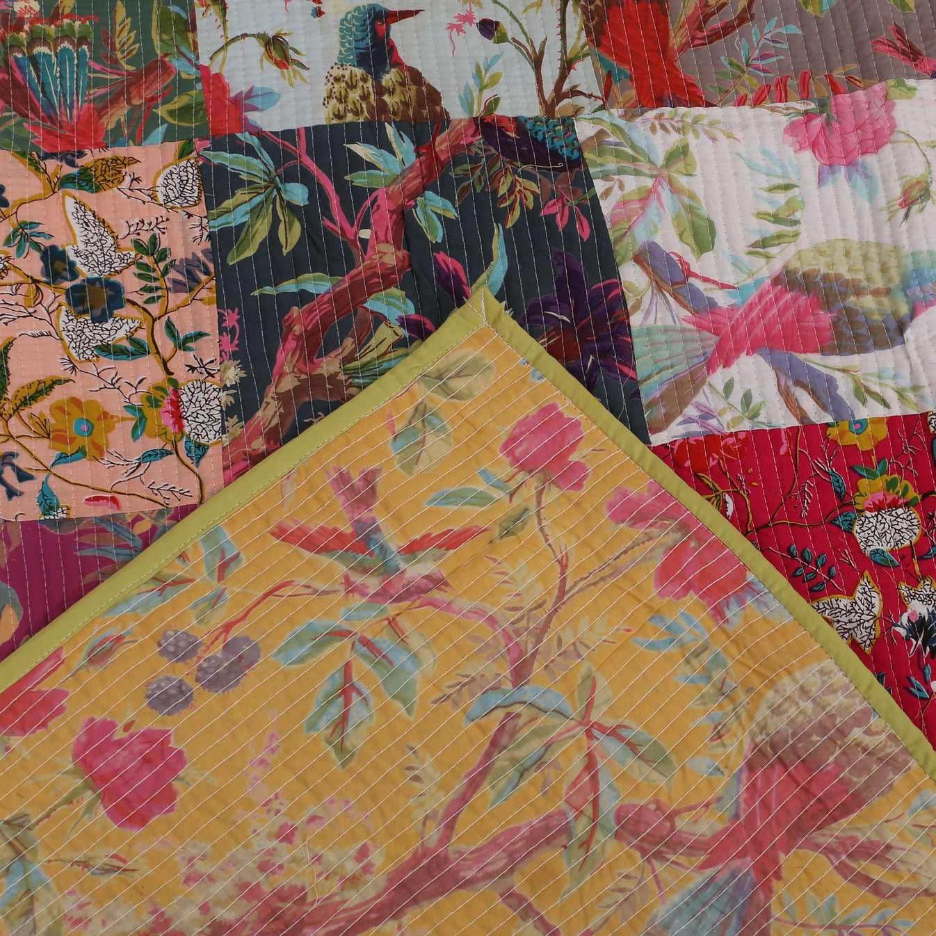 Patchwork Stripes Machine Quilted bedcover Sale The Teal Thread