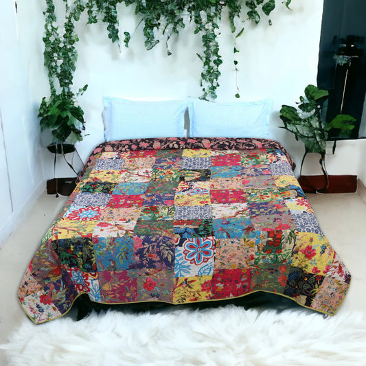 Patchwork Paanijaal Machine Quilted bedcover- Sale