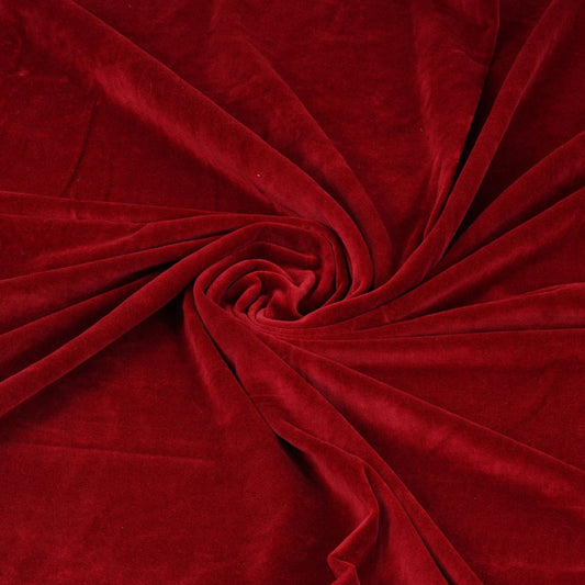 Solid Color Velvet Fabric for Upholstery- Deep Red