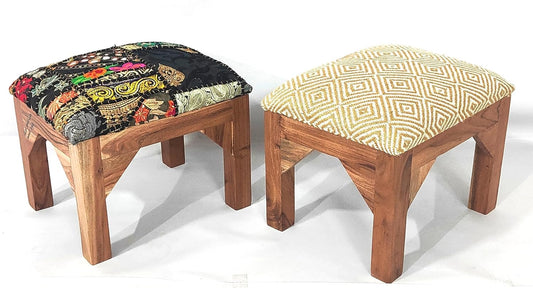 Set of 2 Stools - Low Seat ; Stools for Extra Seats, Pooja Stool