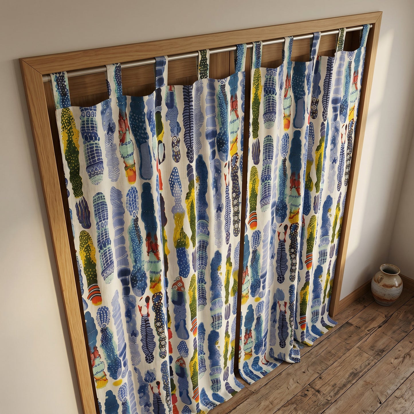 Ocean Cotton Cambric Curtain Pair