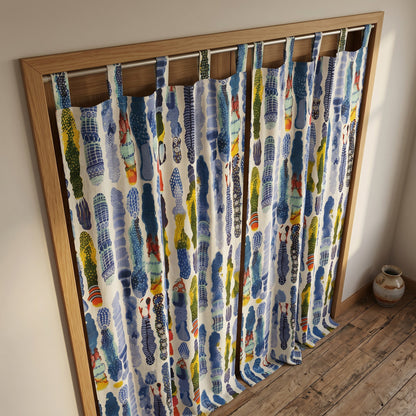 Ocean Cotton Cambric Curtain Pair