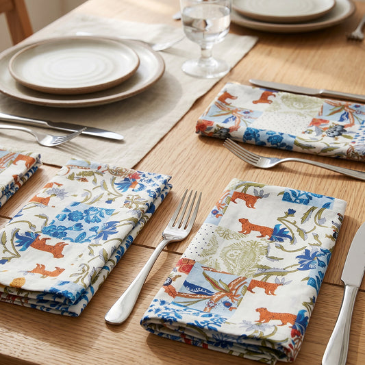 Patchwork printed Set of 6 Cotton Cambric Napkins