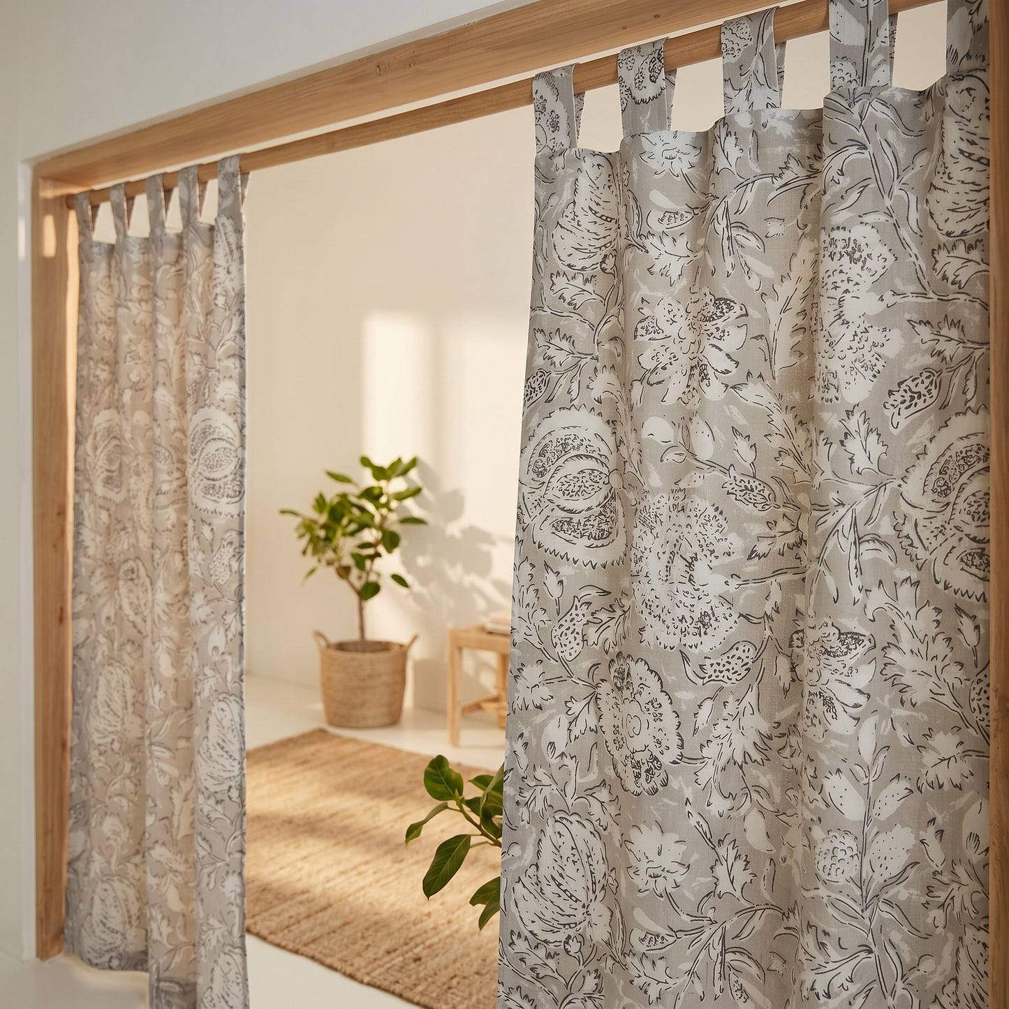 Soft Pastel Cotton Cambric Curtain Pair