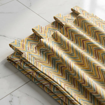 Chevron Yellow Cotton Cambric Curtain Pair
