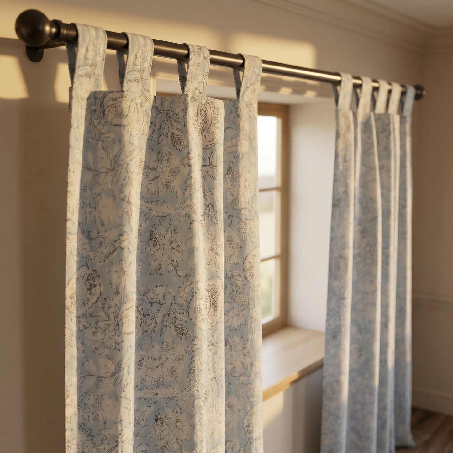Soft Pastel Cotton Cambric Curtain Pair
