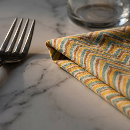 Yellow Chevron Set of 6 Cotton Cambric Napkins