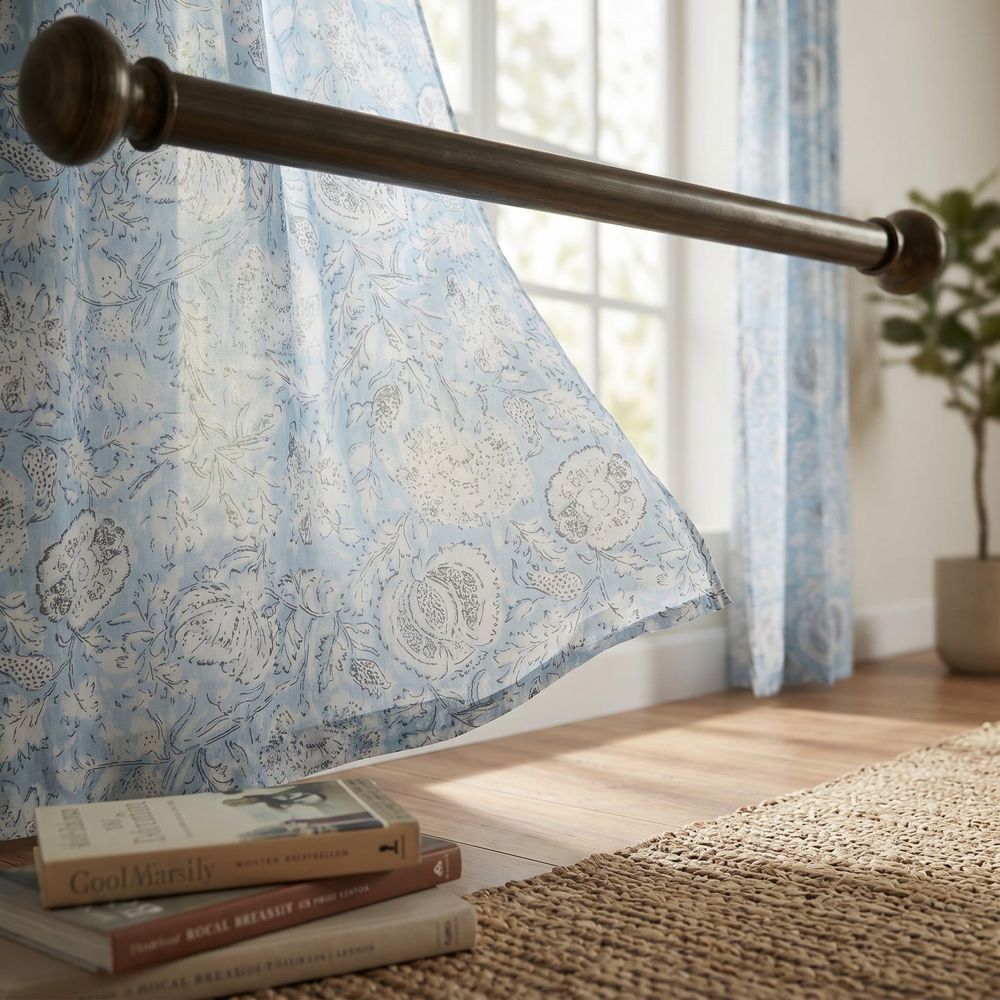 Soft Pastel Cotton Cambric Curtain Pair