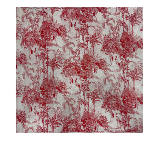 Jungle Sketch Cotton cambric 44 inches width- Red Fabric per meter