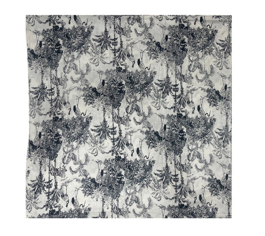 Jungle Sketch Cotton cambric 44 inches width-  Black Fabric per meter