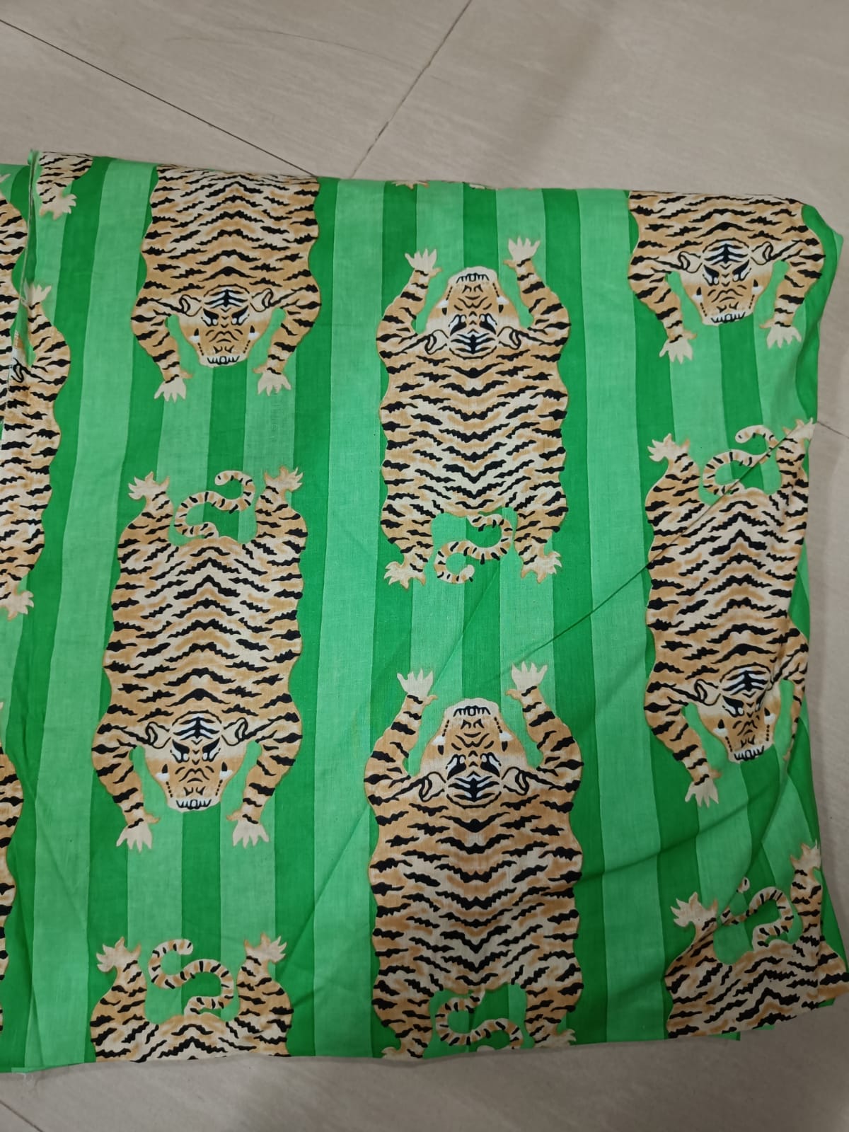 Disco Green Tiger Cotton cambric 44 inches width Fabric per meter