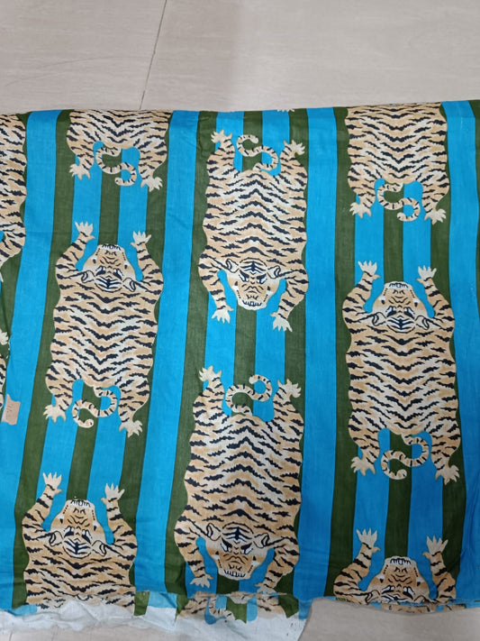 Disco Blue Tiger Cotton cambric 44 inches width Fabric per meter