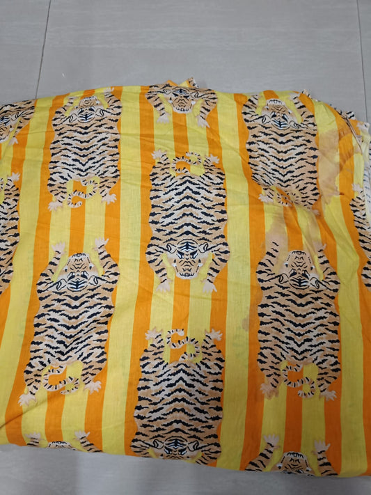 Disco Yellow Tiger Cotton cambric 44 inches width Fabric per meter