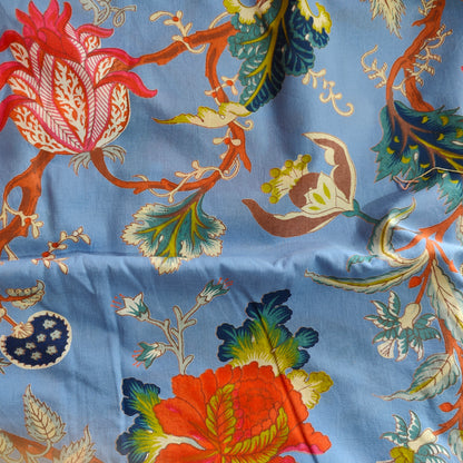 Tree of Life Cotton Cambric Width 44 inches Sky Blue Fabric per meter