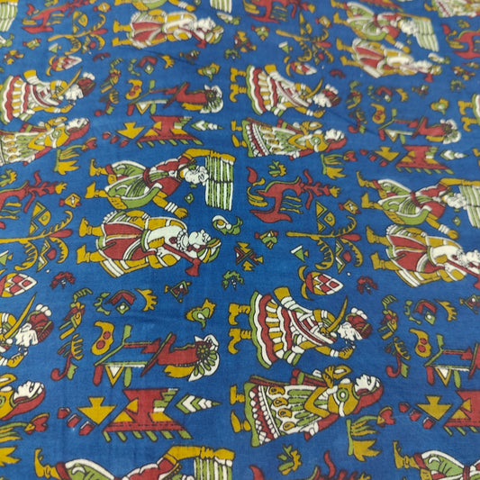 Cotton cambric 44 inches width- Blue Folklore Fabric per meter