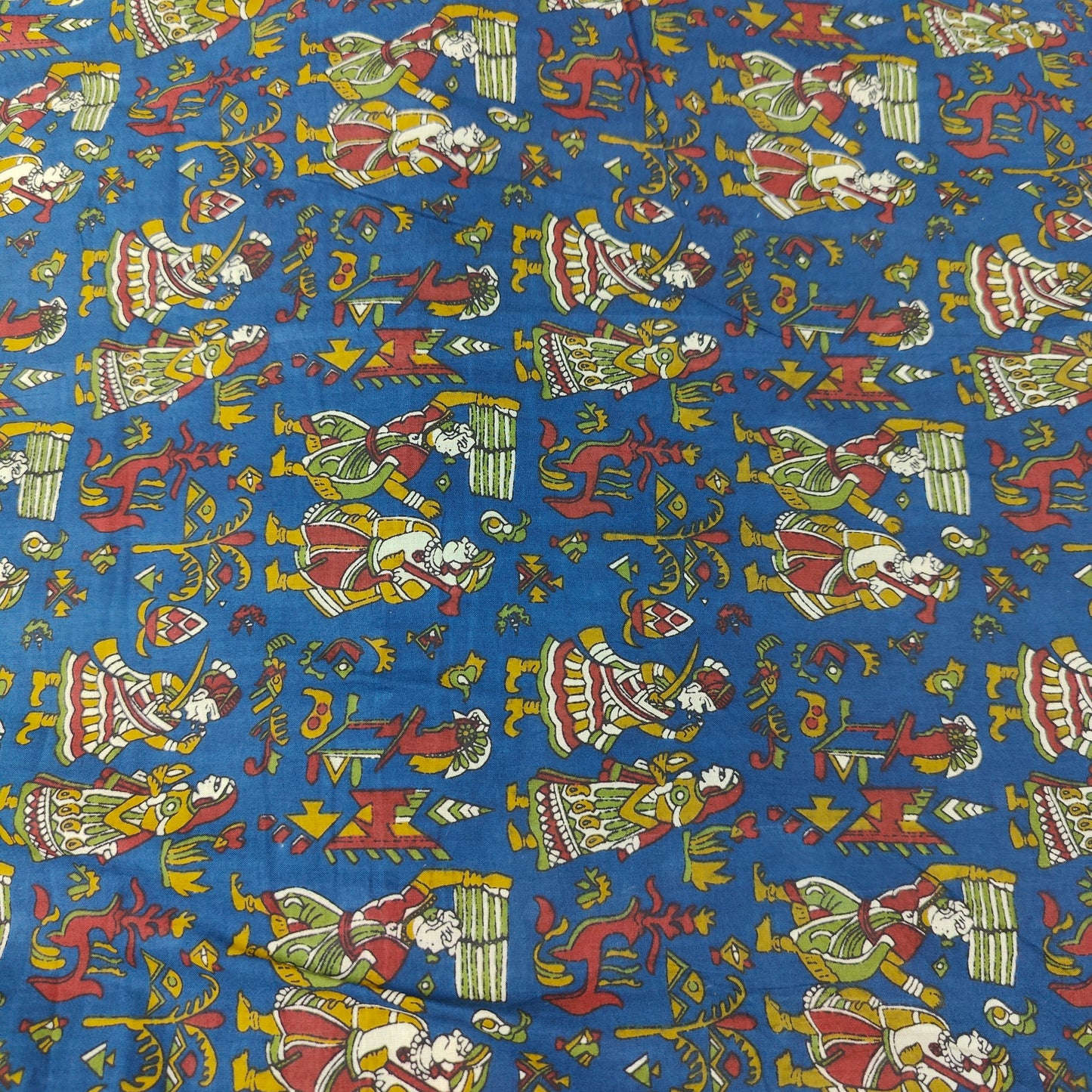 Cotton cambric 44 inches width- Blue Folklore Fabric per meter