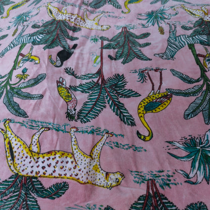 Jungle Print Velvet fabric for upholstery- Baby Pink