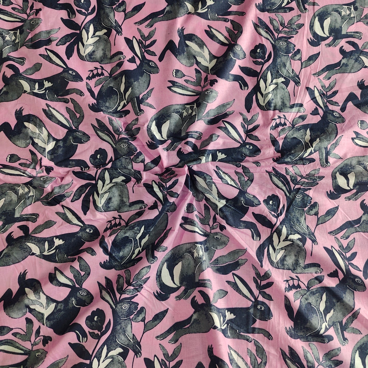 Wild Rabbit cambric fabric 44 inches width-Pink and Black