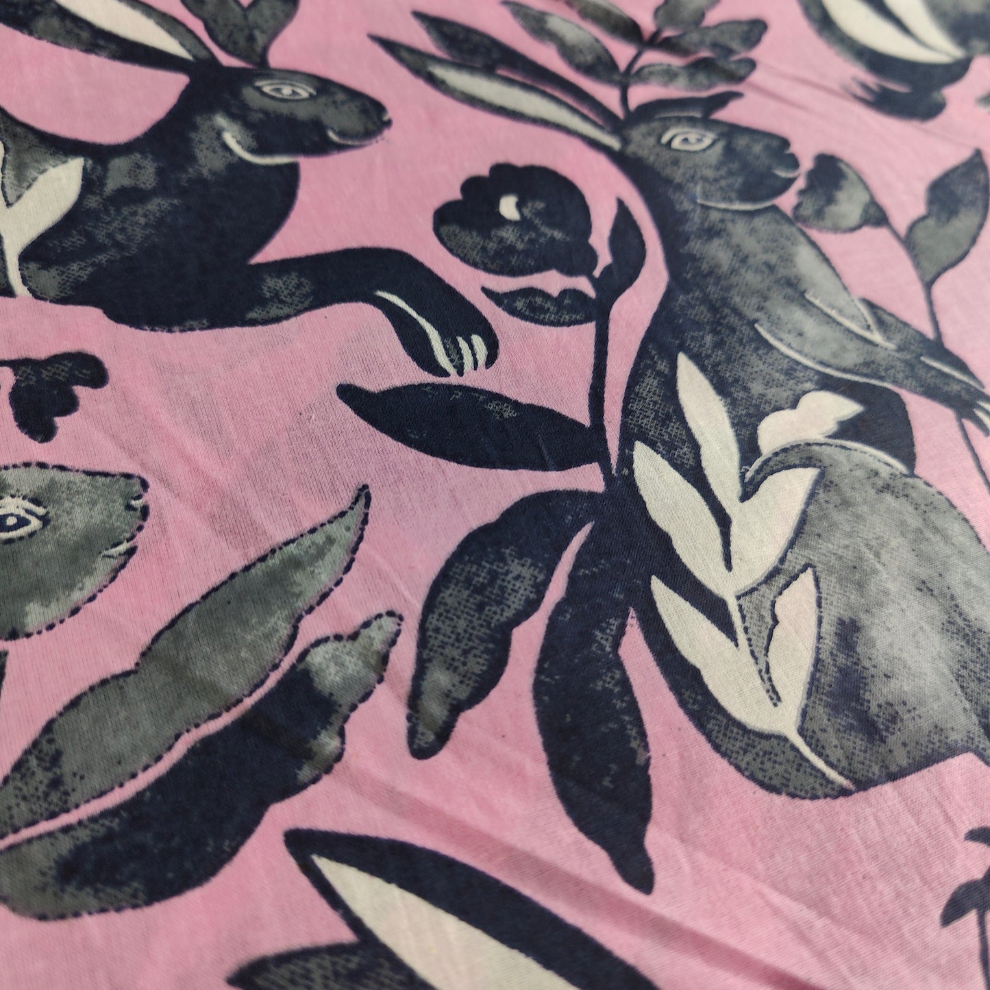 Wild Rabbit cambric fabric 44 inches width-Pink and Black
