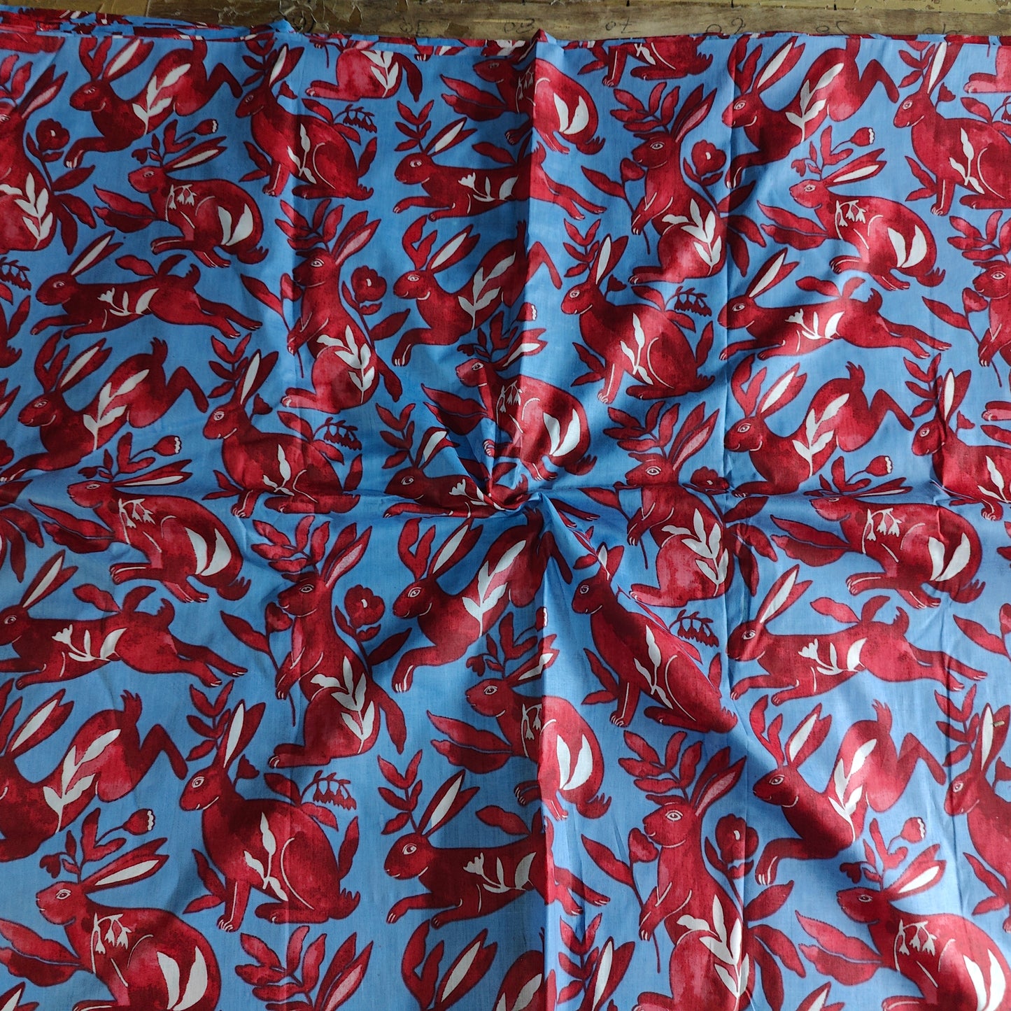 Wild Rabbit cambric fabric 44 inches width- Blue and Red