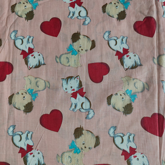 Puppy Love Peach Cotton cambric 44 inches width Fabric per meter