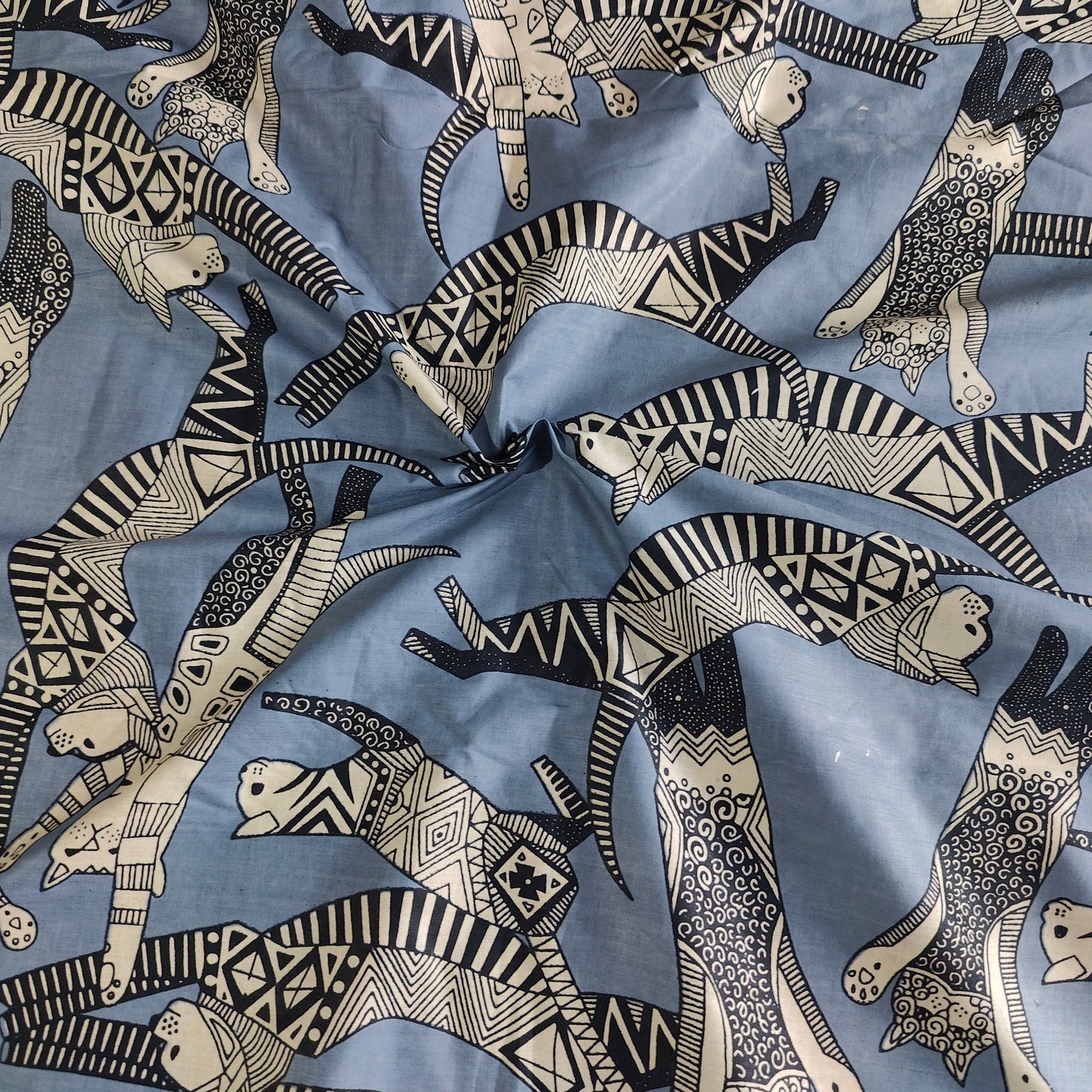 Cat Party Grey Cotton cambric 44 inches width Fabric per meter