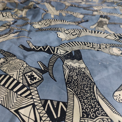 Cat Party Grey Cotton cambric 44 inches width Fabric per meter