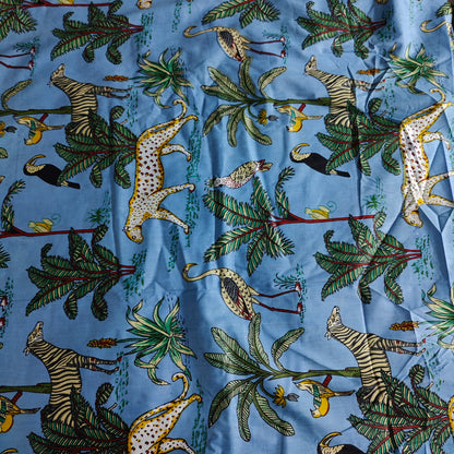 Jungle Panther Blue Cotton cambric 44 inches width Fabric per meter