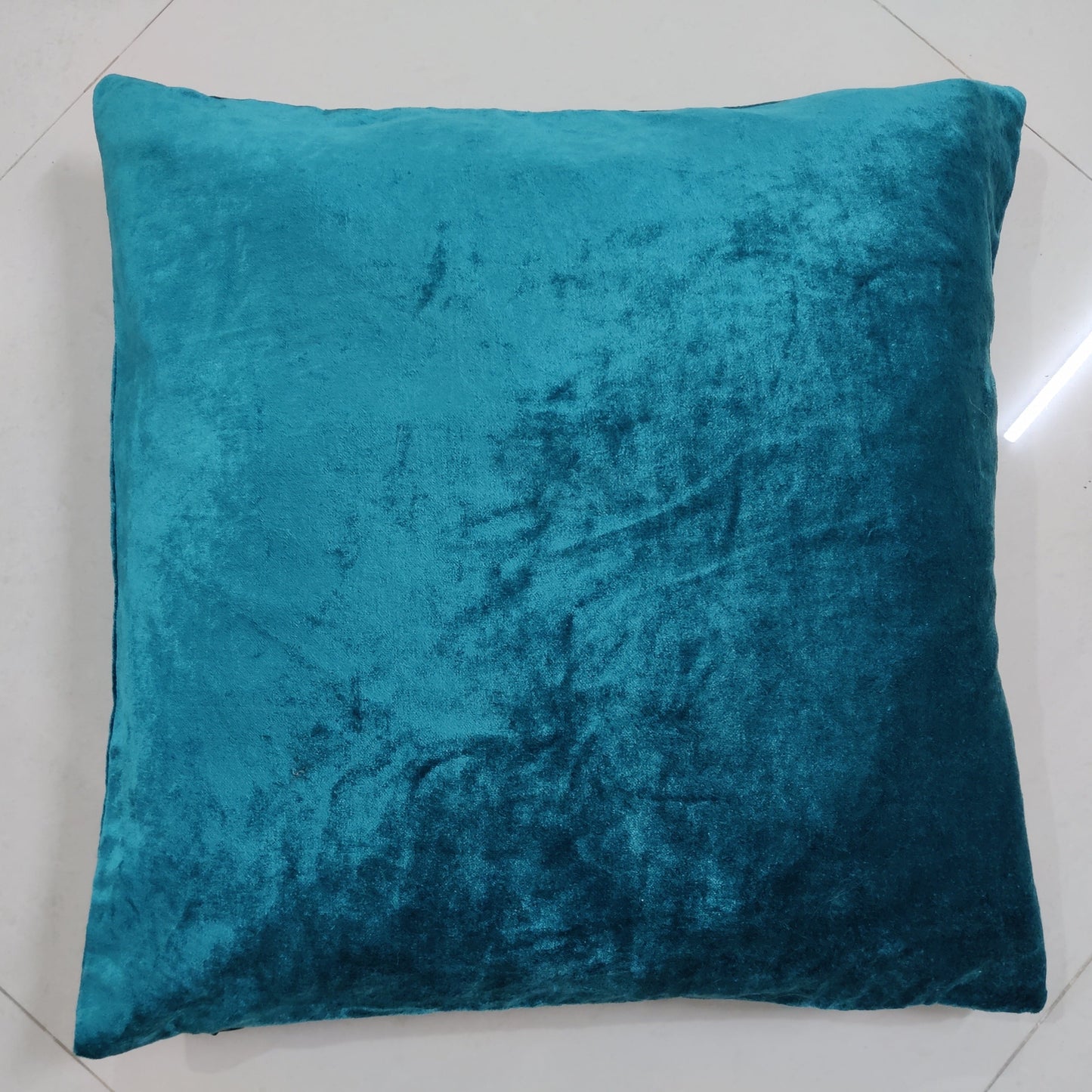 16" Teal Viscose Velvet Both Side Cushion Cover/Throw Pillow-Sale
