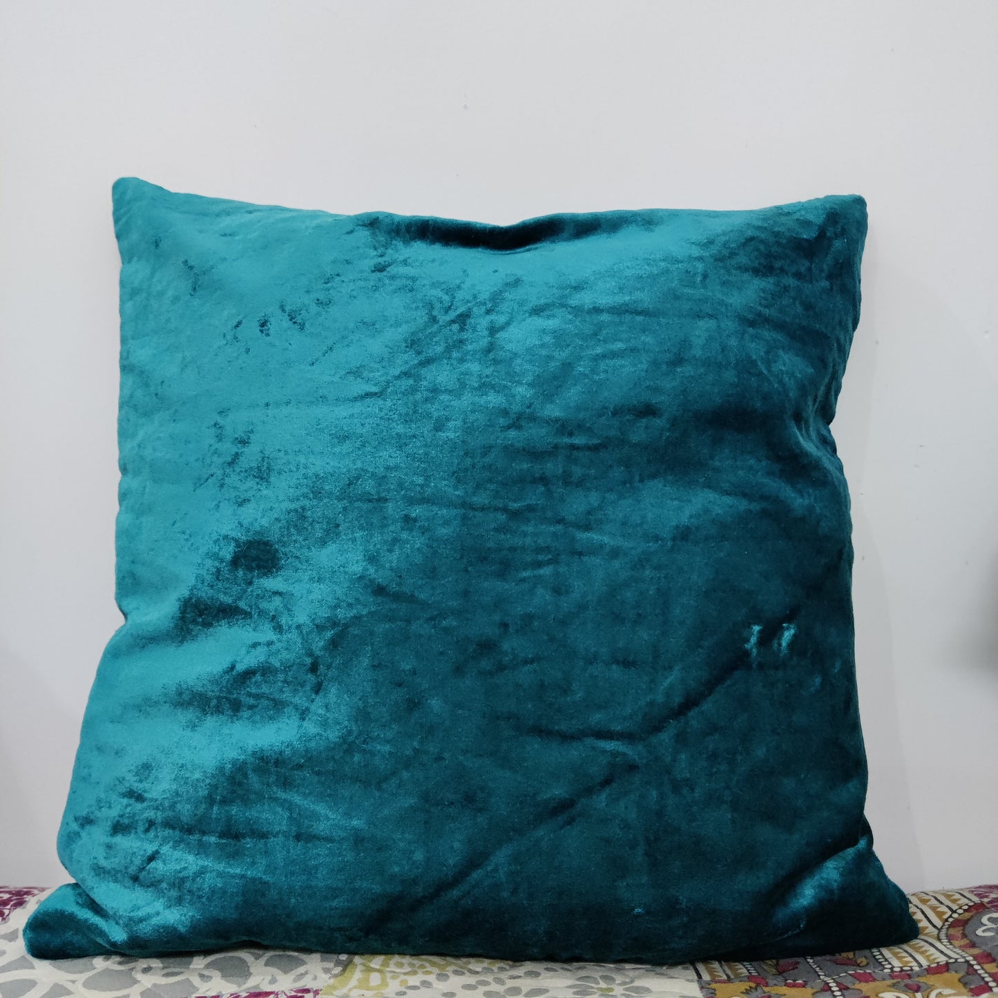 16" Teal Viscose Velvet Both Side Cushion Cover/Throw Pillow-Sale