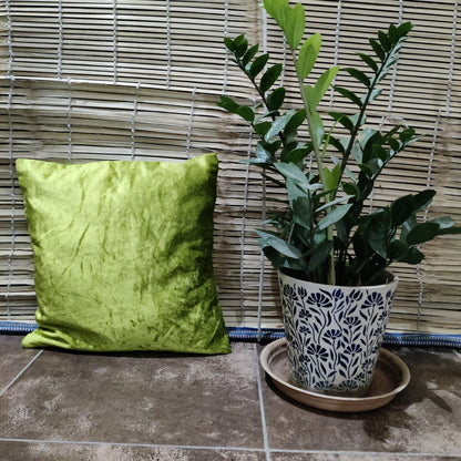 16"  Green Viscose Velvet Both Side Cushion Cover/Throw Pillow-Sale