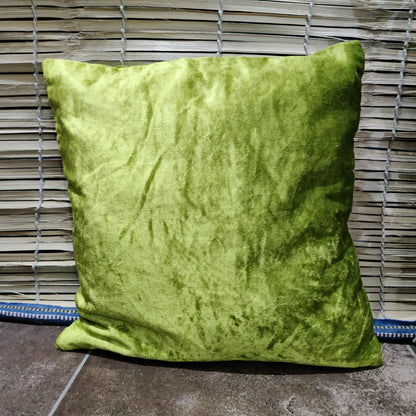 16"  Green Viscose Velvet Both Side Cushion Cover/Throw Pillow-Sale