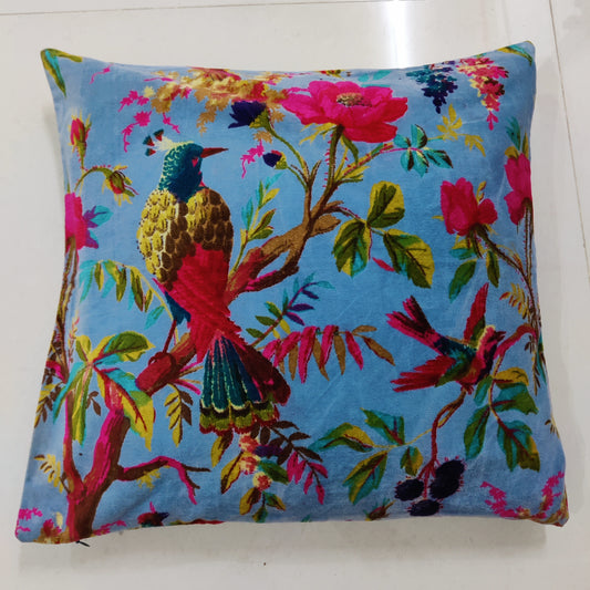 18" Powder Blue Paradise Velvet Cushion Cover-Sale