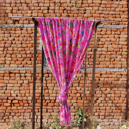 Birds of Paradise 1 Velvet Curtain- Bright Pink
