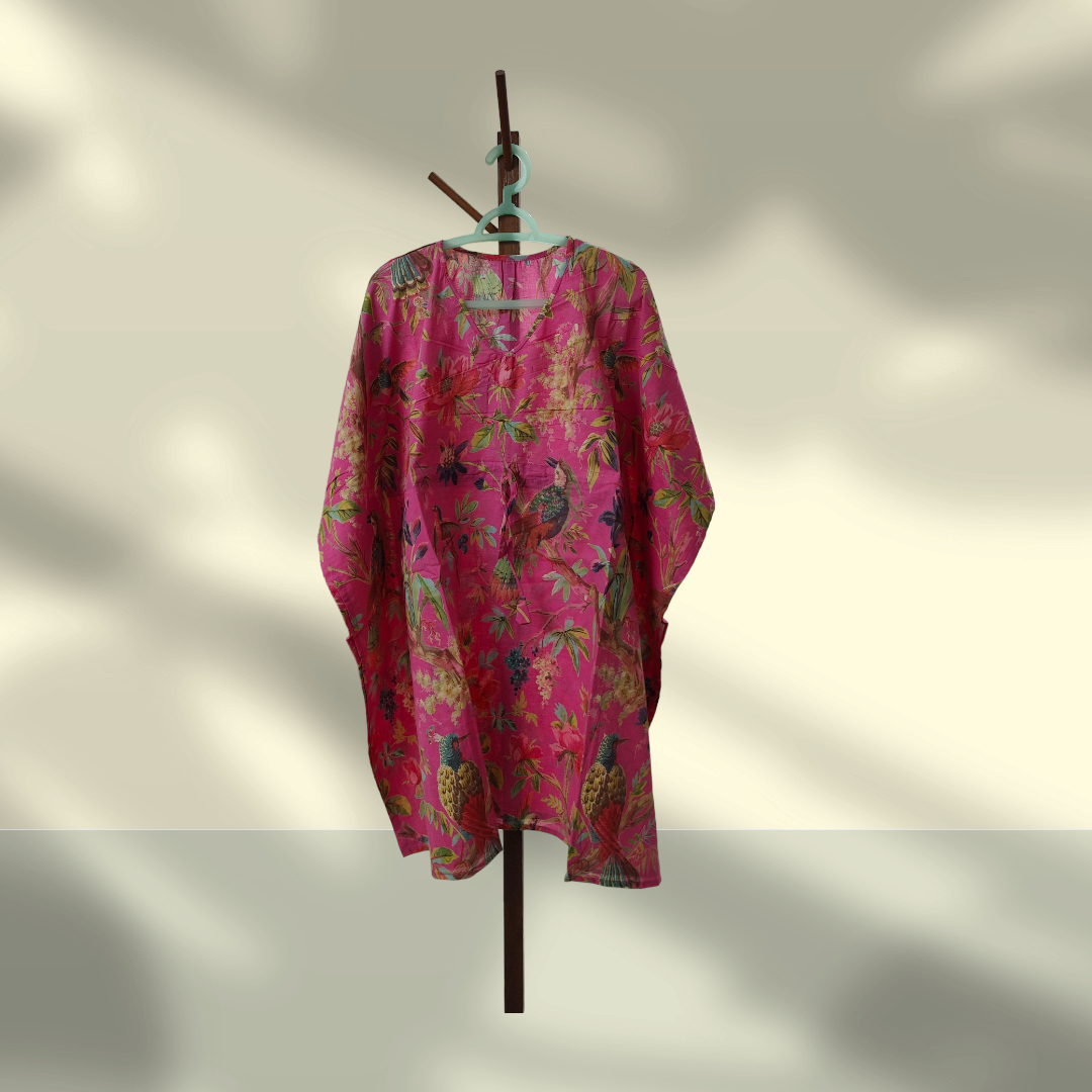 Cambric Kaftan for Summer paradise pink