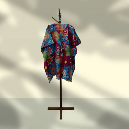 Cotton Cambric Kaftan for Summers Pink Flowers